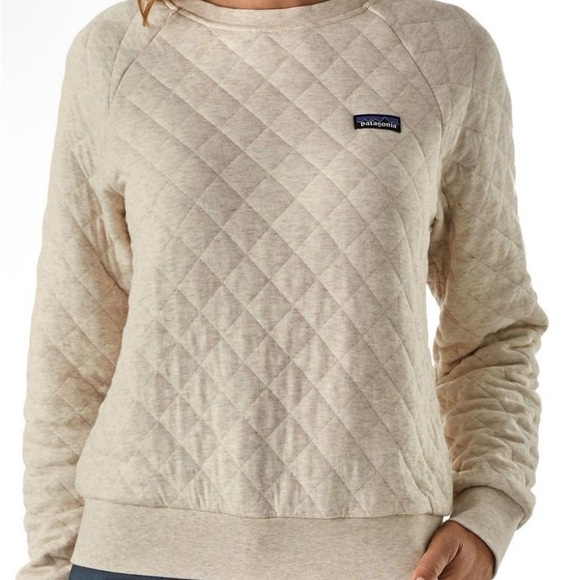 Patagonia Tops - Patagonia Organic Cotton Crewneck Sweatshirt in Light Beige